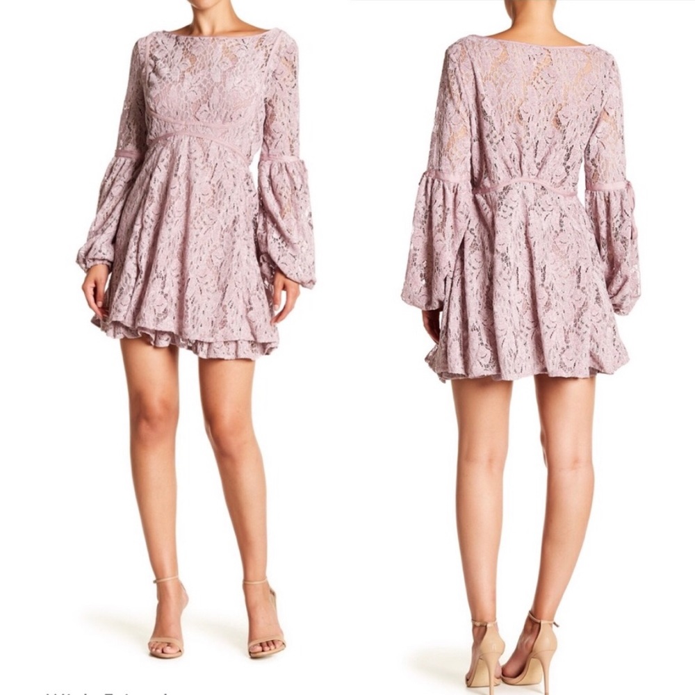 NWT Free People Ruby Lace dress in mauve - XS